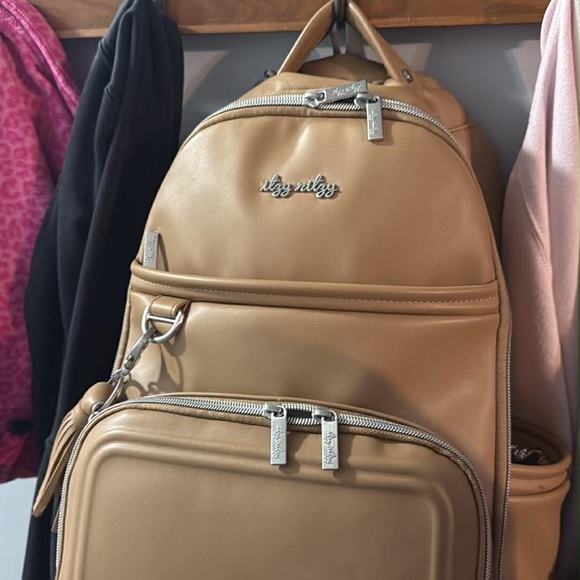 Itzy Ritzy Camel Backpack with Silver Details